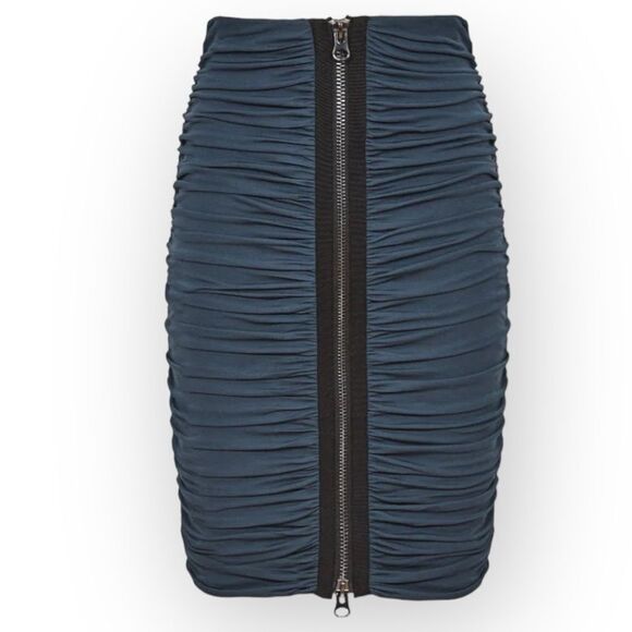 REISS Tamara Zip Detail NWT Ruched Pencil Skirt- size 0 - Picture 3 of 10
